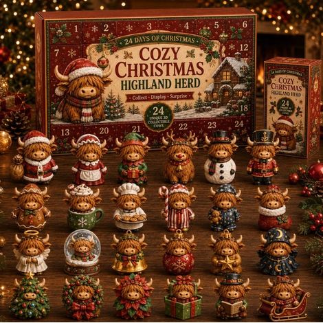 Hochlandrind gemütlich zu Weihnachten Adventskalender 2026 2D