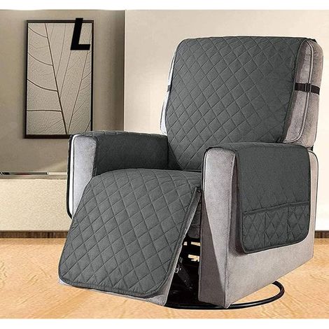 Housse de Fauteuil Relax Matelassé Couvre Fauteuil Inclinable Doux Protecteur Canapé 1 Place Antidérapant , L ,Gris foncé