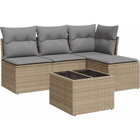 Maison Exclusive - 5-tlg. Garten-Sofagarnitur mit Kissen Beige Po (1/3)