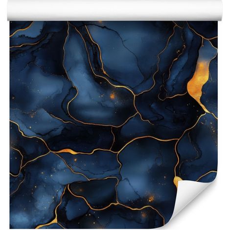 Carta da parati con inchiostro blu navy, nero, blu e marrone per soggiorno e camera da letto 50x1000 (1/5)