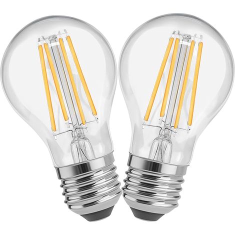 Ampoules LED vintage à Filament A60, Culot à vis Edison E27 A60, équivalent 60 W, Ampoules à économie d'énergie standard GLS 6W, Blanc Chaud 2700 K, Verre Transparent, Non Dimmable, Lot de 2 (1/5)