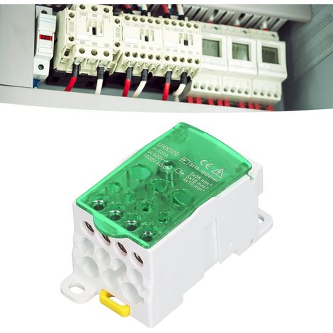 UKK500 C45 DIN-Schienen-Einpol-Anschlussdose, verbindbarer Anschlussschalter, 690 V 500 A, grün (1/5)