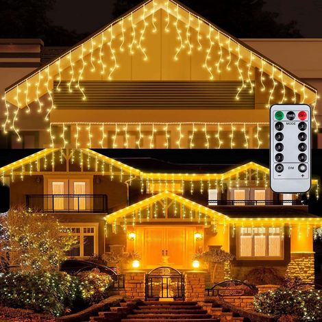 Guirlande lumineuse rideau,  10 mètres, étanche IP44, avec télécommande, décoration d'anniversaire, maison, jardin, fenêtre, mariage (10 mètres 300 LED) [Classe d'économie d'énergie F]