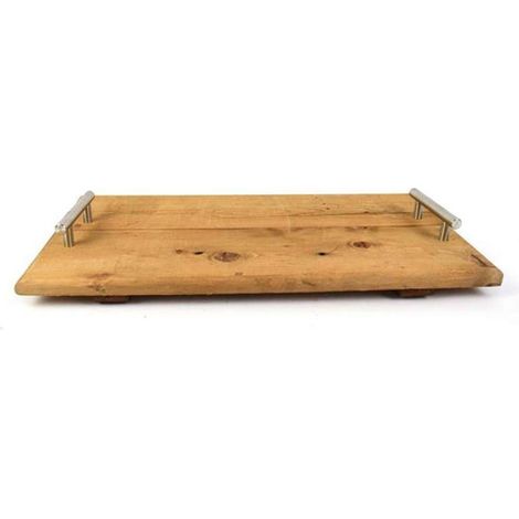 Vassoio in legno rettangolare con manici in metallo per aperitivi servire Finger Food antipasti 32x16 cm