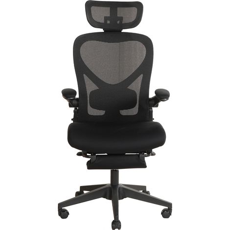 Sedia da ufficio ergonomica pieghevole con poggiatesta 3D e poggiapiedi nera MODENUIT (1/4)