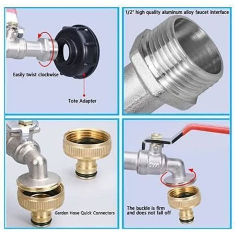 Adaptateur IBC - Alliage Résistant Aux Acides Et Alcalis - Pour Cuve 1000 L - Robinet Amovible - Joint Étanchéité Remplaçable - 1 Pièce (1/4)