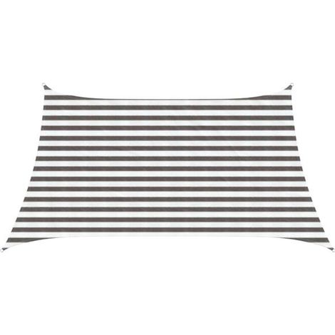 Voile d'ombrage gris clair et blanc, 3/4 x 2 mètres, en polyéthylène haute densité. (1/5)
