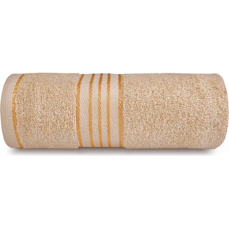 Toalla de algodón FROTTE de 70x140 cm para baño, color liso TIWANO, beige. (1/5)