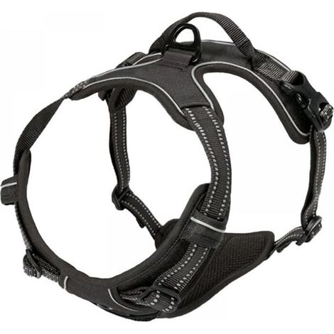 1pc S-Black No-Stress Dog Harness is adjustable, comfortable and reflective. (1/3)