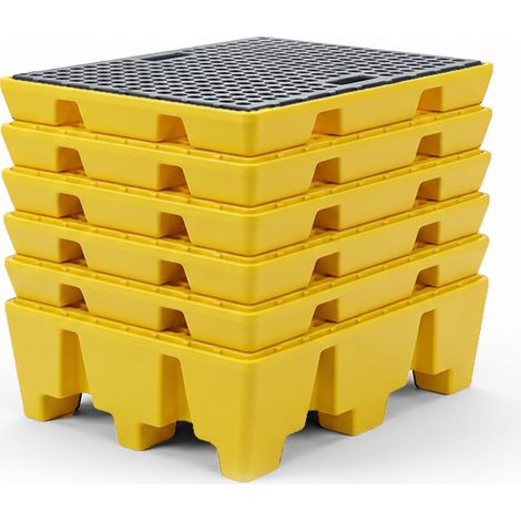 Lot de 6 - bac de rétention palette europe- premium avec caillebotis plastique - plast'up rotomoulage (1/5)
