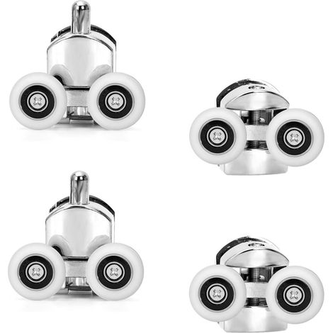 roulettes de porte de douche double de 25 mm de diamètre pour poulies/glissières de salle de bain, pièces de rechange (2 roulettes supérieures + 2 roulettes inférieures) (1/5)