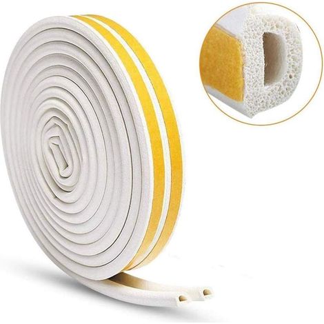 Ruban adhésif de porte adhésif en caoutchouc type D pour porte et fenêtres pour éviter le vent froid, isolation acoustique, étanche, poussière, 1 x 10 m (1/5)