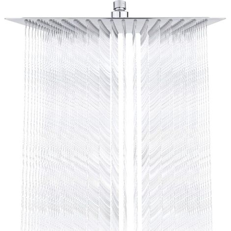 Stainless Steel Shower Head - Water Saving, 30cm Square Shower Head, Universal Rain Shower Head with 1/2 inch Thread, 360° Swivel, 30° Tilt, Easy to Install and Clean (1/5)