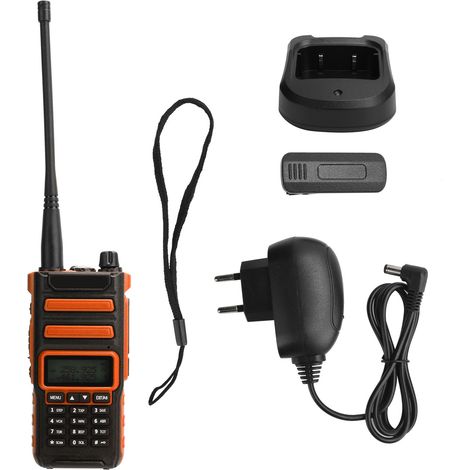 Talkie-Walkie Extérieur Portable Double Bande avec Écran LCD et Chargeur EU 100‑240V Orange (1/5)
