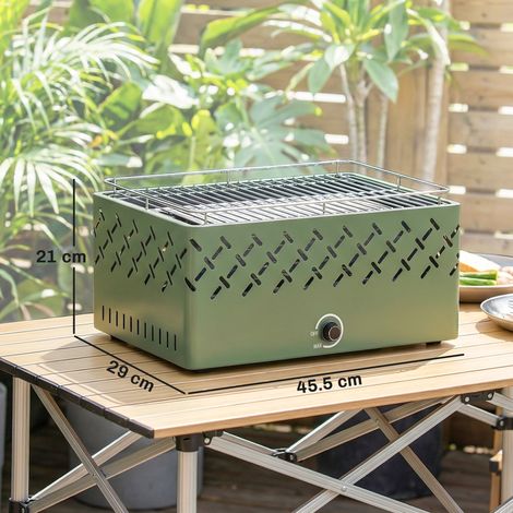 Barbecue portable d'extérieur avec grille à charbon (avec ventilateur intégré, vert clair) (1/5)
