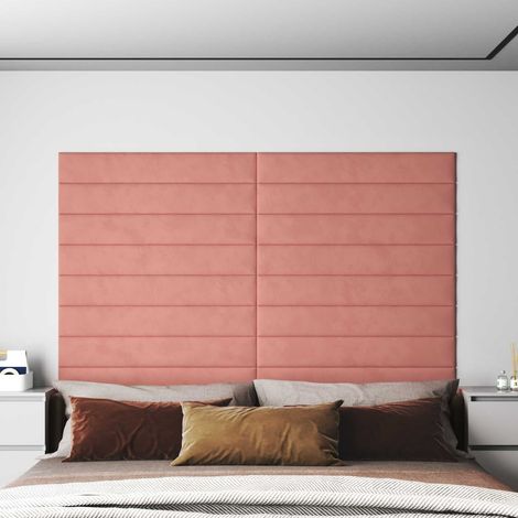 Wandkopfteilen 12 pcs Rosa 90 x 15 cm Samt