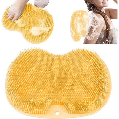 Tapis de Bain en Silicone - 1 Pièce - Souple et Antidérapant - Brosse Massante pour Pieds - Salle de Bain et Douche - Gris (1/5)