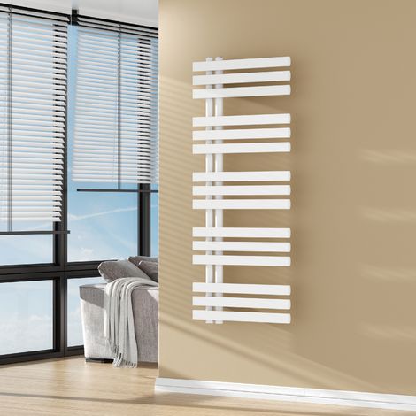 Radiador toallero mural Slidre de baño 561 W 15 lamas acero 120x50 cm - Blanco [neu.haus]
