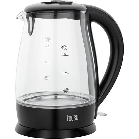 Bouilloire électrique TEESA, verre, 2200 W, noir, 1,7 L (1/5)