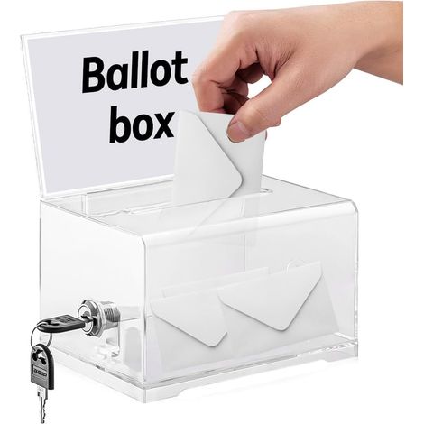 1 Boîte de don, Acrylique, Transparent, Avec serrure, Urne, Pour votes et dons