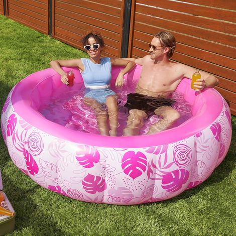 Piscine gonflable de 1,7 x 50,8 cm, durable, épaisse, de luxe, avec dossier confortable pour l'été, les fêtes aquatiques, le jardin, la pelouse, rose (1/5)