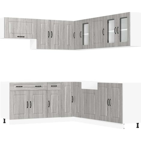 Maison Exclusive - Set Mobili da Cucina 11 pz Kalmar Grigio Sonoma in Truciolato (1/5)