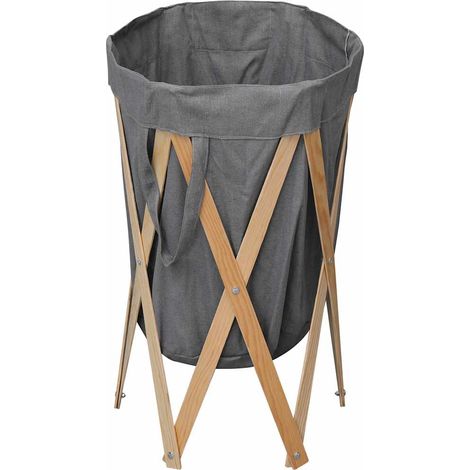 Maison Exclusive - Cesto della Biancheria Pieghevole Grigio Legno e Tessuto (1/5)