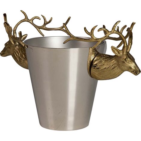 Seau à champagne Cerf en aluminium doré 50x24x30 cm