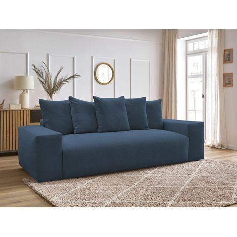 BOBOCHIC - Canapé droit convertible coffre VOLTAIRE tissu chiné Bleu foncé (1/5)