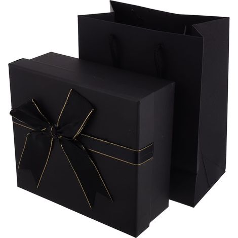 Geschenkschachtel Band Rechteck Schwarz Karton Hochzeit (1/5)
