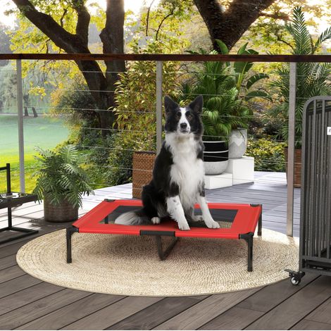 Erhöhtes Hundebett 92 x 76 x 18 cm, Outdoor, atmungsaktiv, Rot OKMYHOME (1/5)