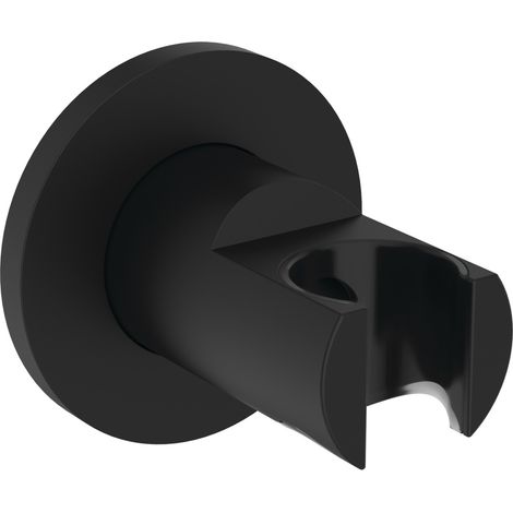 Ideal Standard Alero supporto a parete per doccetta, supporto cilindrico a parete per doccia, lavorazione di alta qualità – Nero Opaco