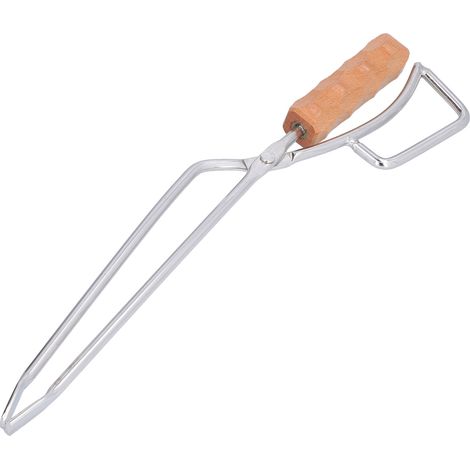 Pinze per tronchi – manico in legno di faggio – acciaio inossidabile – resistenti alle alte temperature – per picnic, campeggio e attività all'aperto