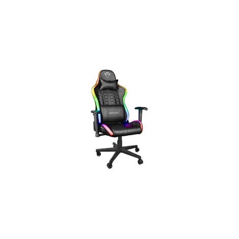 Trust Gaming Sedia da Gaming illuminata LED RGB GXT 716 Rizza - Sedia PC Ergonomica Regolabile con 350 Colori, Totalmente Girevole, con Cuscini Removibili - Nero (1/5)