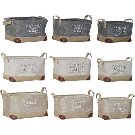 Set von Körben - 40 x 30 x 24 cm - Grau Beige - Hellbraun - Polyester