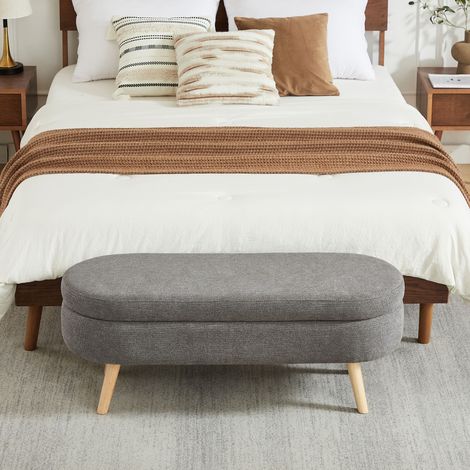 Banc de rangement 110 cm revêtu de chenille. Design, parfait pour ranger les chaussures, adapté chambre, couloir et salon