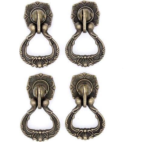 Lot de 4 poignées de suspension en laiton vintage antique avec trou de montage unique pour tiroir,armoire,commode (1/5)