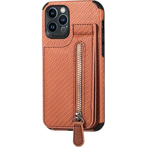 Étui élégant et antichoc pour iPhone 14, avec emplacement pour cartes et portefeuille, coque arrière en cuir résistant, étui de protection en cuir de qualité supérieure pour femmes, taille S (1/2)