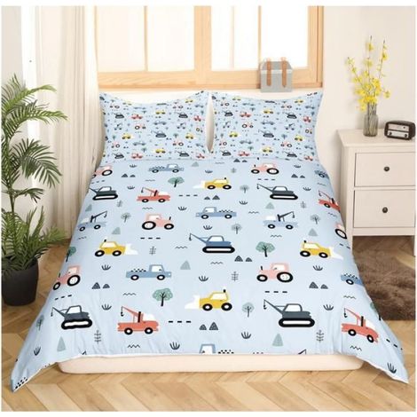 Tracteurs Housse de Couette Dessins animés Farm Equipment Trucks Parure de Lit 200x200cm Construction Car Sets Réversible - 7NE (1/3)