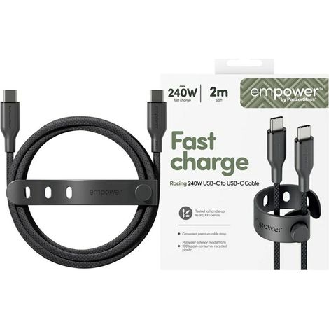 Empower by PanzerGlass Racing 240W USB-C zu USB-C Kabel 2m Schwarz