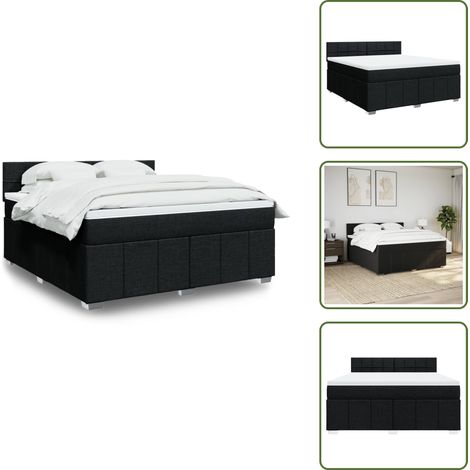 vidaXL Sommier à lattes de lit avec matelas Noir 180x200 cm Tissu (1/5)