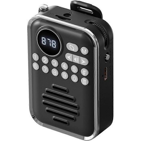 Mini radio FM avec écran HD, récepteur radio numérique, haut-parleur Bluetooth sans fil, enregistreur vocal, lecteur de carte TF rechargeable. (1/5)
