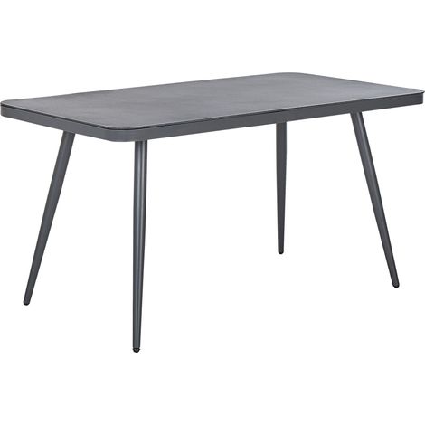 Mesa de comedor de jardín gris acabado mate 140 x 80 cm aluminio 4 personas rectangular minimalista industrial Lipari (1/5)