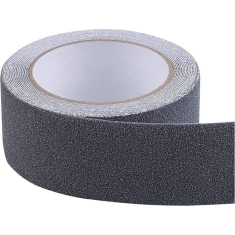 JSSEVN - Adhesive Anti-Slip Tape, Strong Adhesive, Self-Adhesive Anti-Slip Tape, for Indoor and Outdoor Use, for Work and Home Safety. Safety Tape, 5 cm x 5 m, Black (1/5)