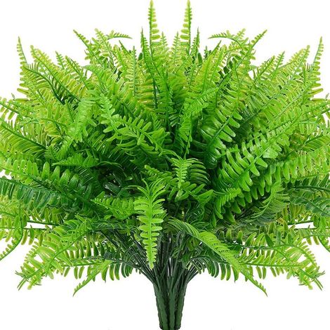 Künstlicher Bostonfarn – 4 Stück – Höhe 40 cm – UV-beständig – Für den Innen- und Außenbereich geeignet (1/5)