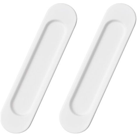 royaluxe-Lot de 2 poignées de porte coulissante ovales auto-adhésives en alliage d'aluminium blanc chaud sans perforation pour porte de grange coulissante, fenêtres, armoires / 15 cm