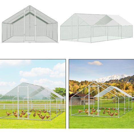 Randaco Recinto para gallinas con parque vallado de 3 x 6 x 2 m, para pollos, con cerradura de seguridad y tela PE impermeable