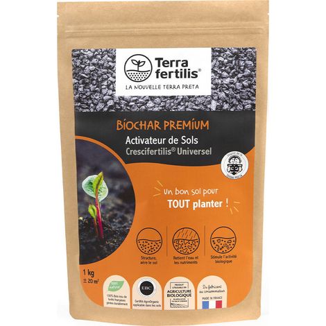 Fertilisant universel Biochar Terra Fertilis - 500 g, 1 kg, 2,5 kgs ou 5 kgs : donnez une nouvelle vie à votre sol 1 kg