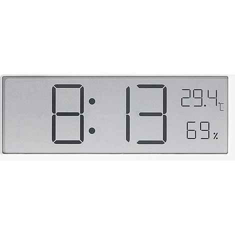 Reloj de pared sencillo con pantalla grande, para salón, con indicador de temperatura y humedad, para uso doméstico - blanco (1/4)