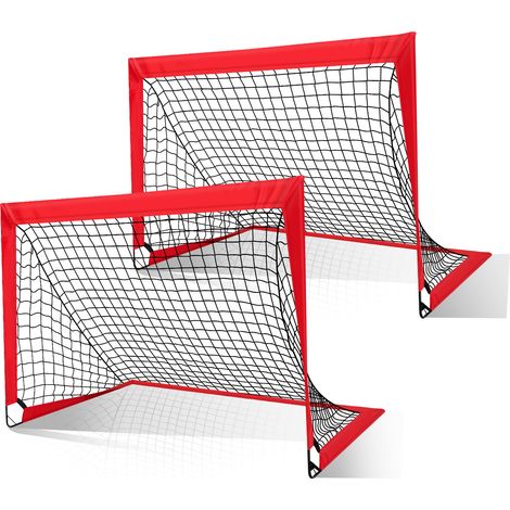 Jiubiaz Pop-Up Fußballtore 2er Set Mini Fußballtore 120 x 90 cm, faltbar Fußballtor für Garten & Park, für Kinder
